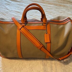 Coach Tan and Orange Duffel Bag for Stylish Travel